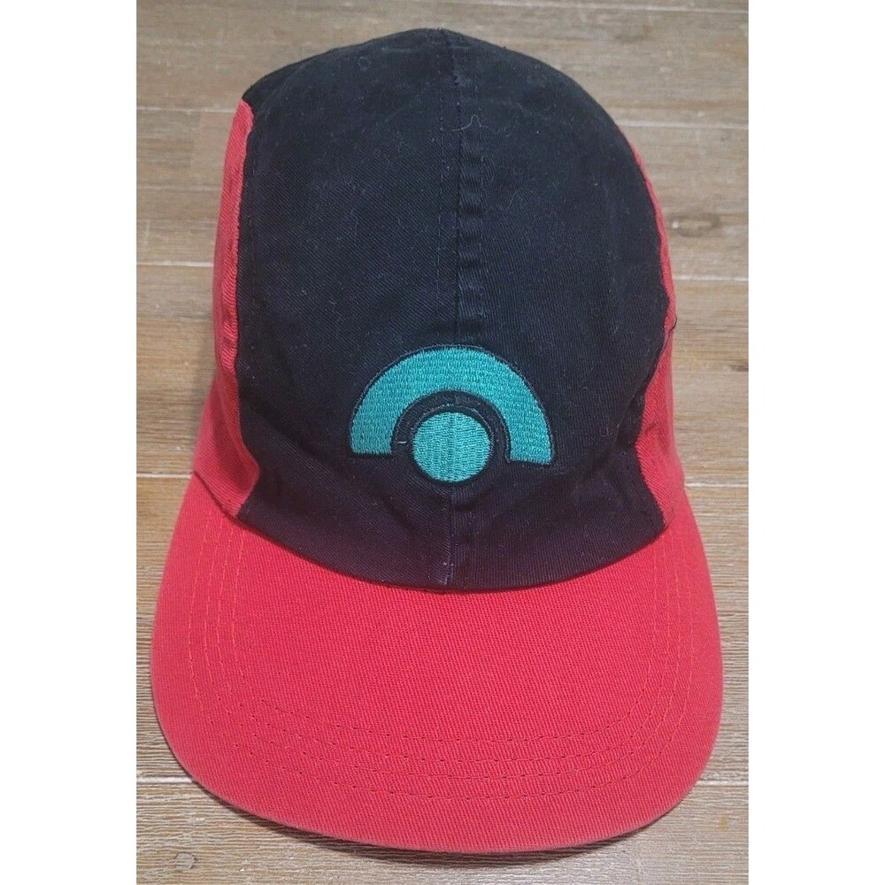 Vintage 90s Pokemon 5 Panel Youth Hat Red & Black Adjustable Strap Cap Y2K